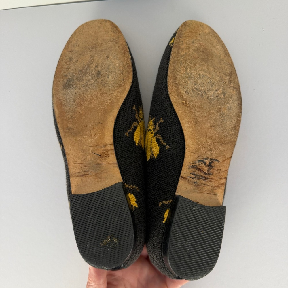 Vintage Zalo Needlepoint Bee Loafers Womens Size 8 Grandmillennial Made in Spain - Picture 6 of 10